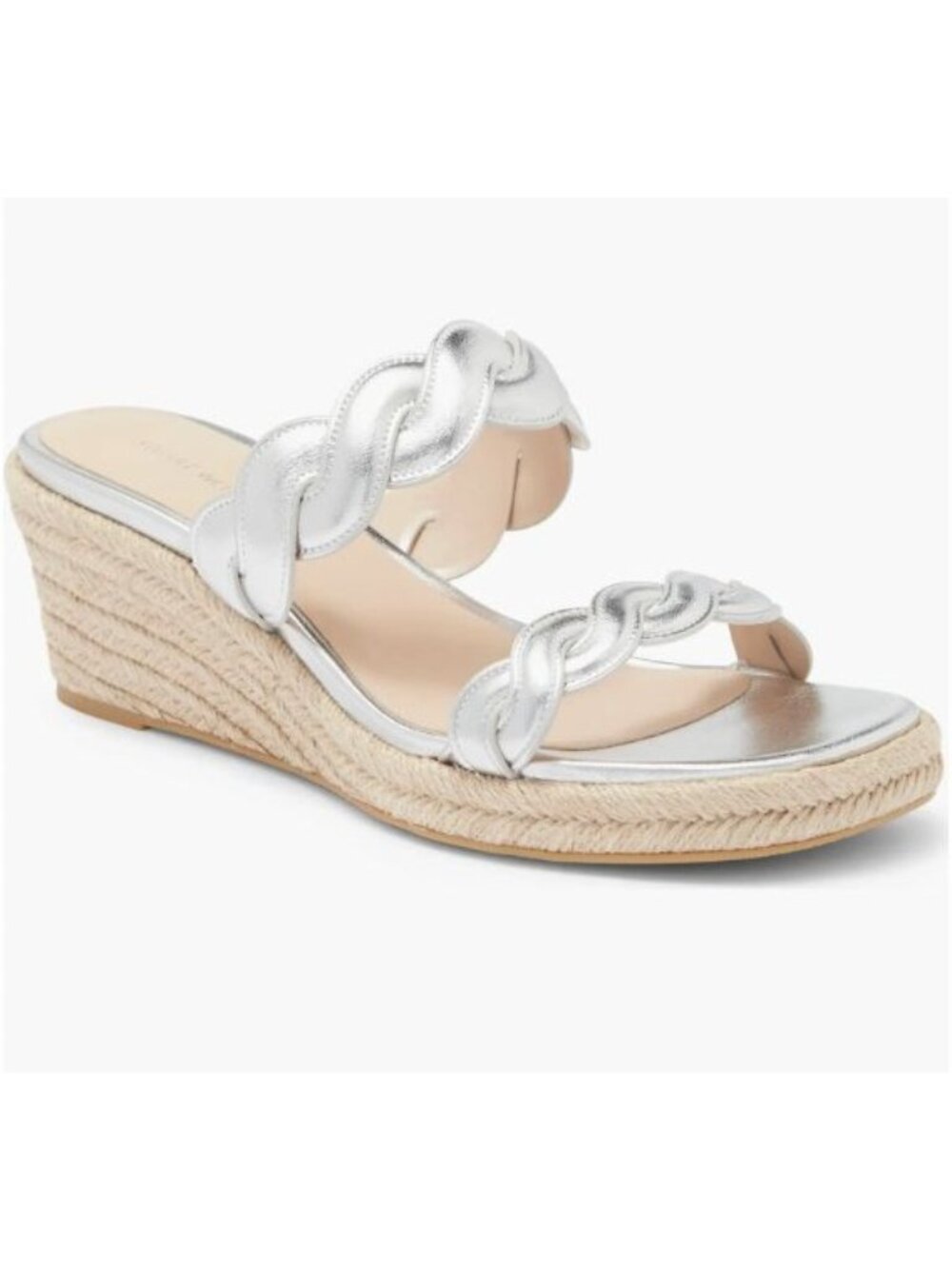 NEW Stuart Weitzman Twist Espadrille Wedge Sandal Silver US 9.5 EU 40 $425 [jb]